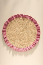 Handwoven Raffia Ruffle Placemat – Boho Chic Table Décor – Summer Table Accent