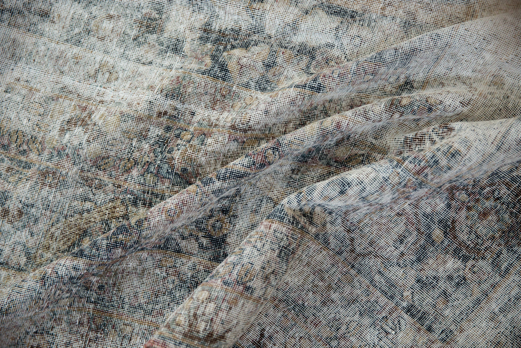Antique Distressed Kerman Carpet 8.5x13.5, hand-knotted one of a kind piece