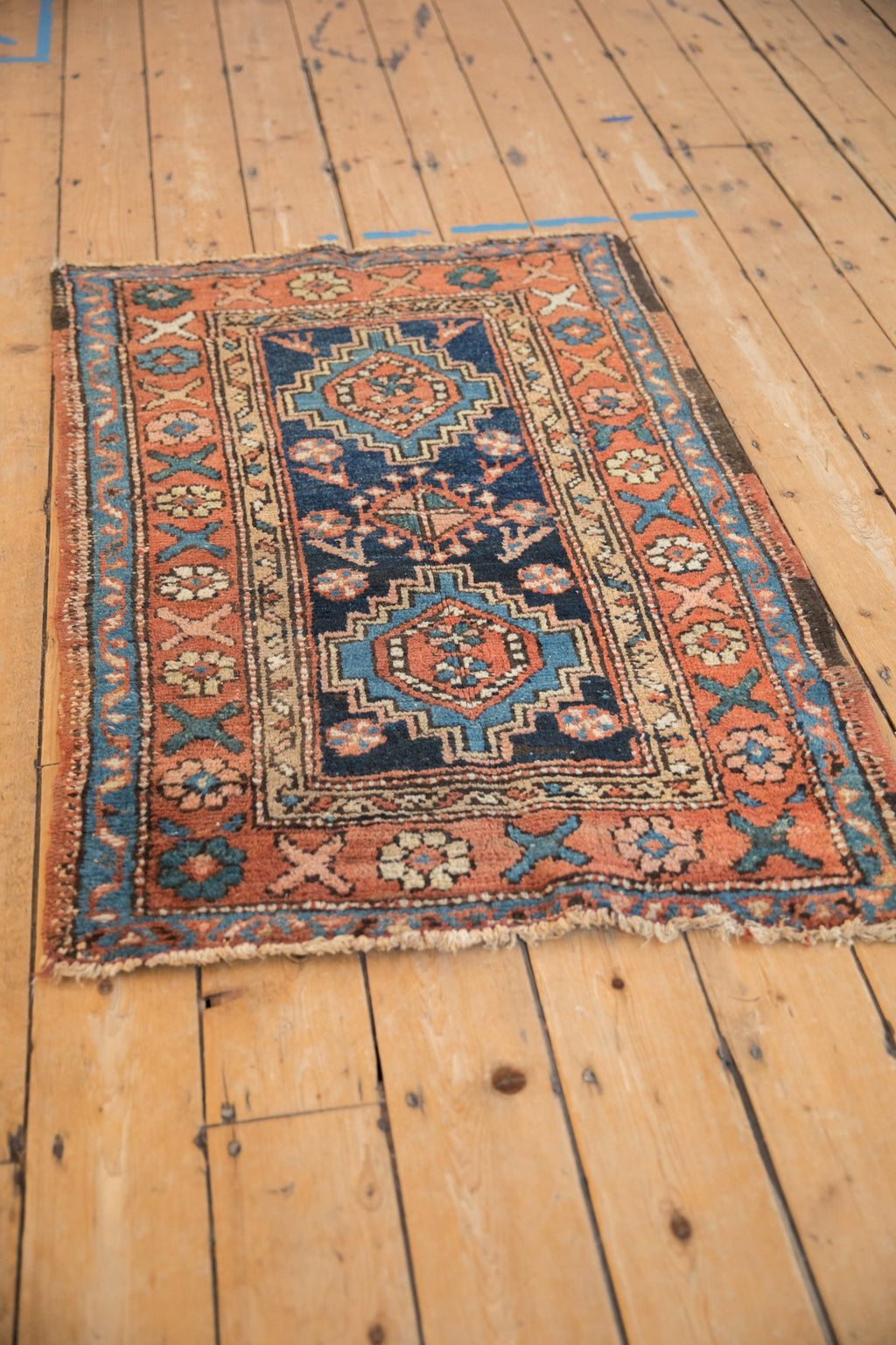 Back of the hand-knotted rug showing construction