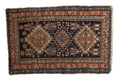 Vintage Karaja Rug 3x4.5, hand-knotted one of a kind piece