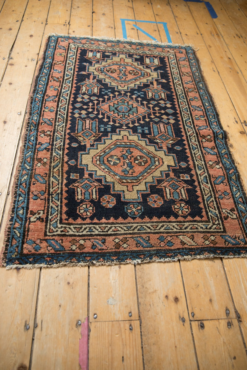 Back of the hand-knotted rug showing construction