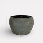 Sahara Fiber Clay Planter, Hand-painted in Earthly Gray, 19.6"D x 13"H