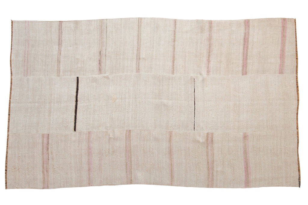 Vintage Hemp Kilim Carpet 5.5x9.5, hand-knotted one of a kind piece