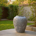 Pompeii Terranova, Fiber Clay Vessel in Aged Gray, Weathered Black or Antique Umber, 15"D x 16"H