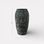 Pompeii Colossus, Fiber Clay Vessel in Weathered Black, Burnt Sienna or Aged Gray 11"D x 20"H