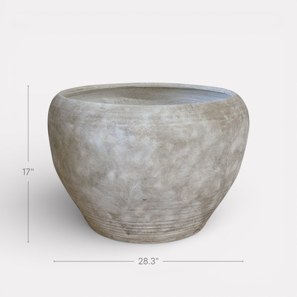Titan XXL, Fiber Clay Pot, Hand-painted in Aged White or Aged Black, 28.3"D x 17"H