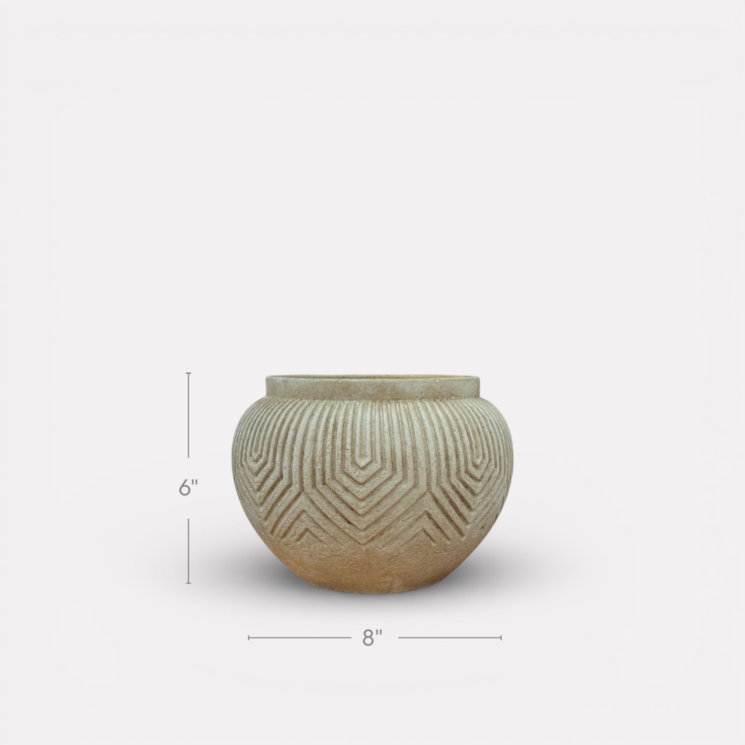 Linden Concrete Vessel Natural Sandstone or Rustic Umber, 8"D X 6"H