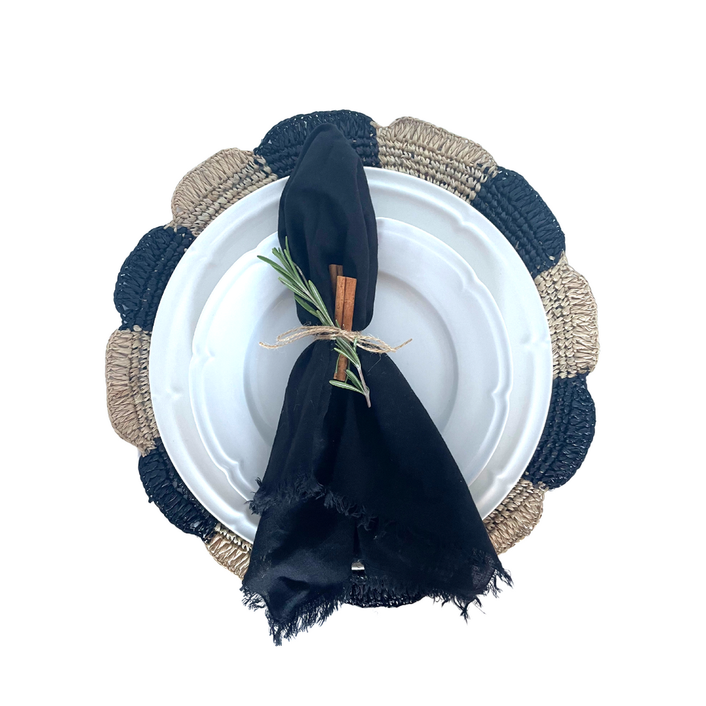Paris Placemat, woven raffia tabletop
