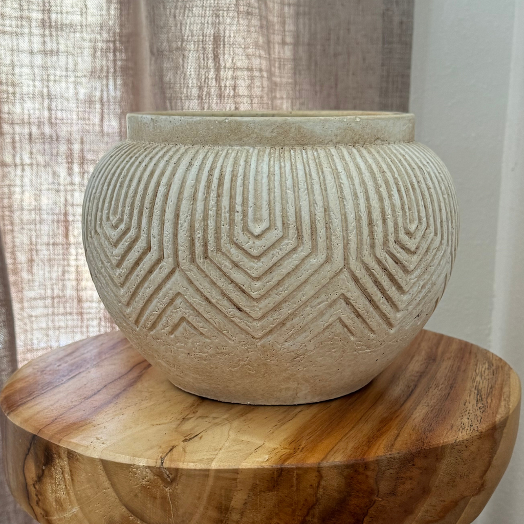 Linden Concrete Vessel Natural Sandstone or Rustic Umber, 8"D X 6"H