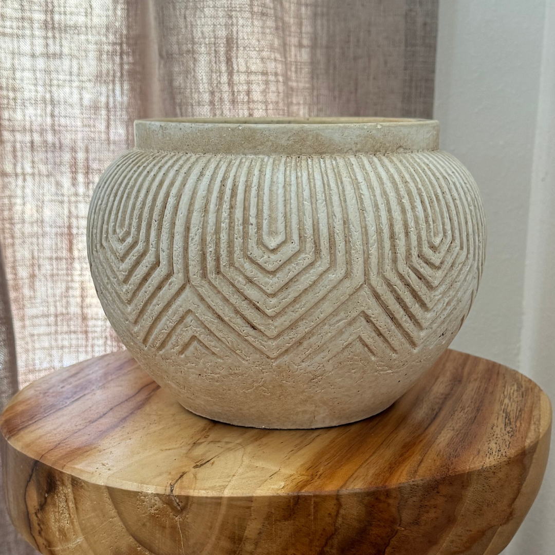 Linden Concrete Vessel Natural Sandstone or Rustic Umber, 8"D X 6"H