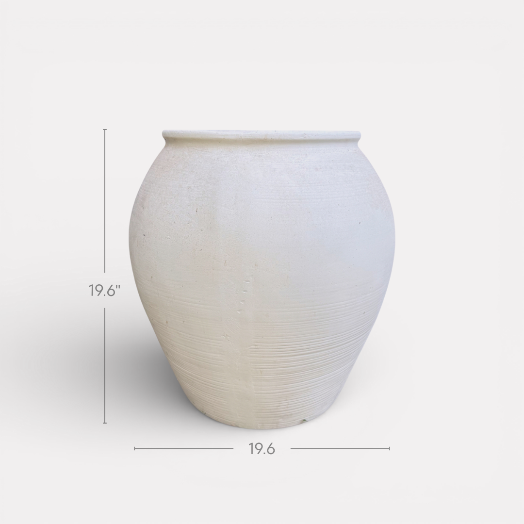 Cyprus XL, Fiber Clay Pot, Hand-painted in Clamshell or Weathered Black, 19.6"D x 19.6"H
