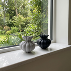 Ember Terracotta Vase, Hand-painted in Linen White or Jet Black, 8.6"D x 8.6"H