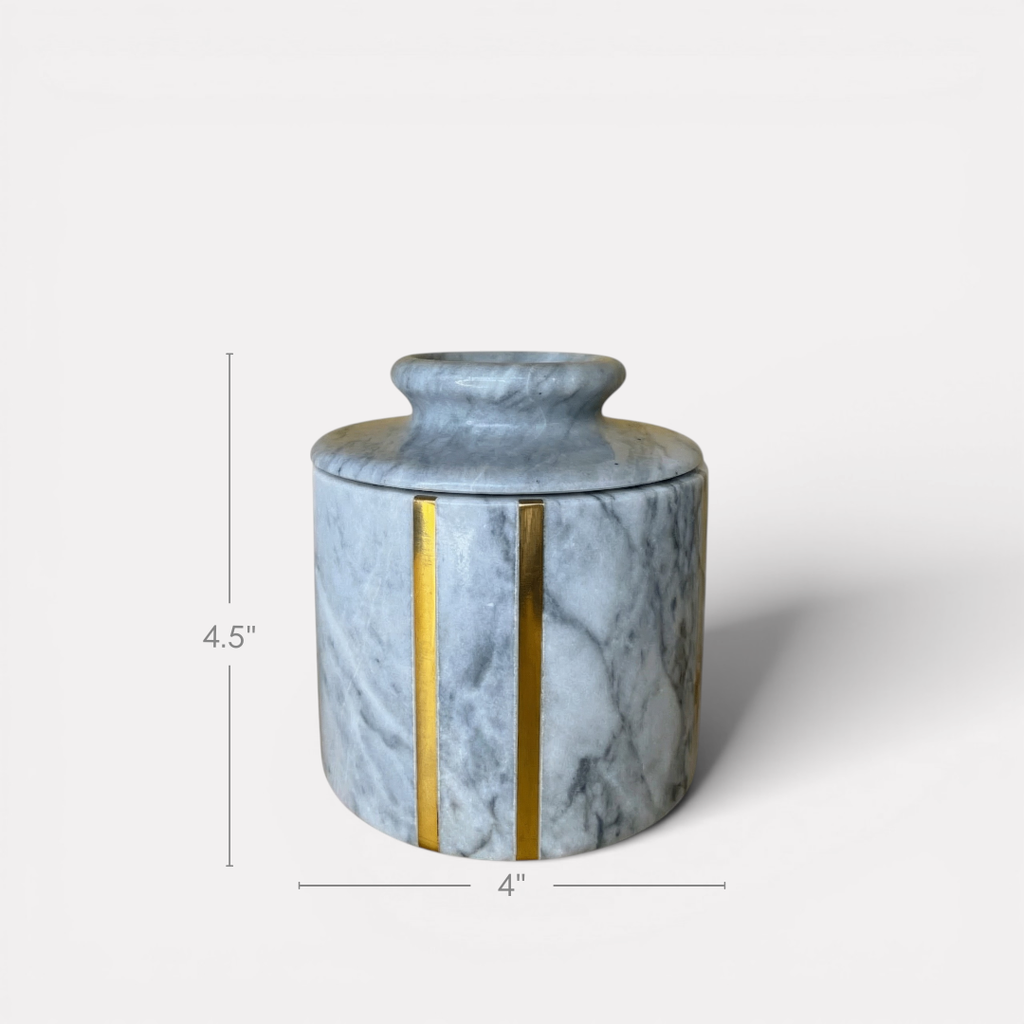 Seraphina Marble Butter Jar, 4"D x 4.5"H