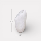 Zephyr Vasque, Artisan Cement Display Piece Hand-painted in Linen White, 8.2"D x 15.7"H