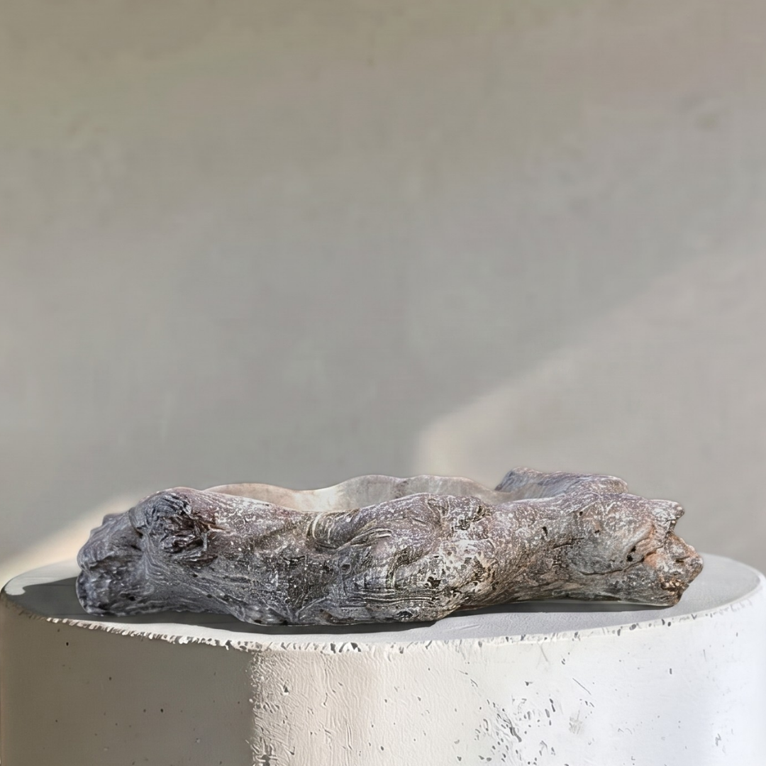 Oakes Cement Planter, Unique Driftwood-Inspired Design, 15"L x 6.5"W x 3.1"H