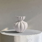 Ember Terracotta Vase, Hand-painted in Linen White or Jet Black, 8.6"D x 8.6"H