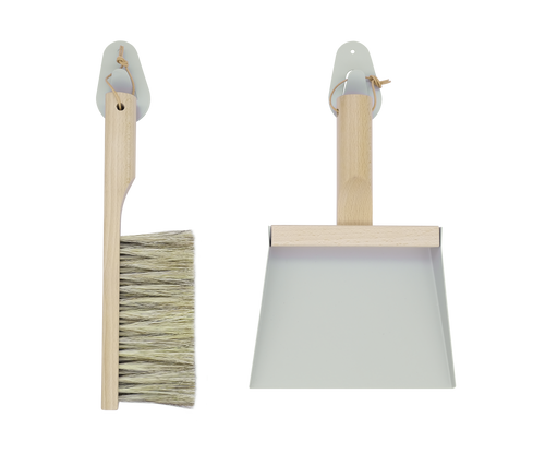 Andree Jardin NATURAL GRAY---"Mr & Mrs Clynk" Hand Brush, Dustpan and Wall Hooks