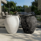 Cyprus XL, Fiber Clay Pot, Hand-painted in Weathered Black or Clamshell, 19.6"D x 19.6"H