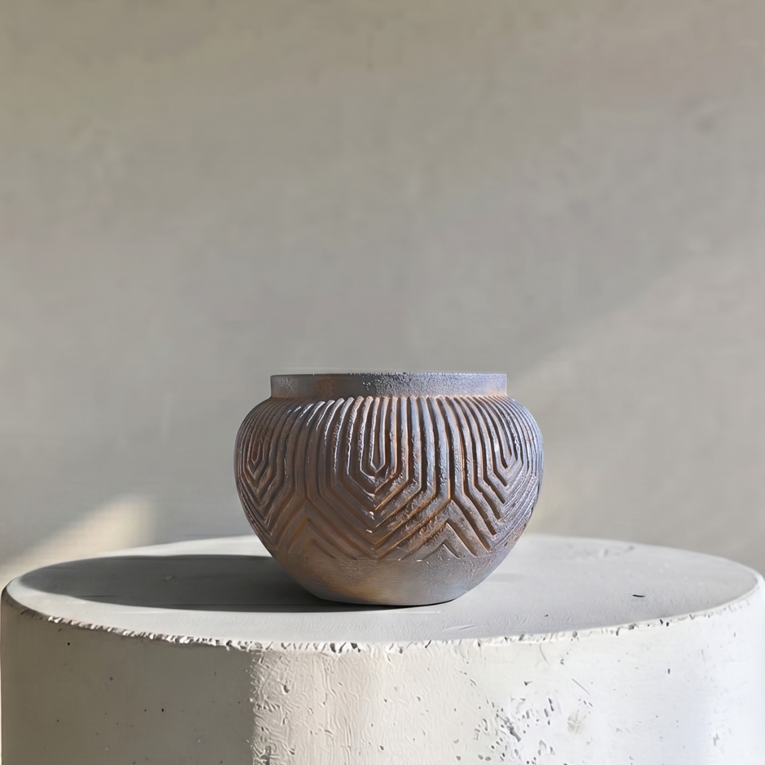 Linden Concrete Vessel Natural Sandstone or Rustic Umber, 8"D X 6"H