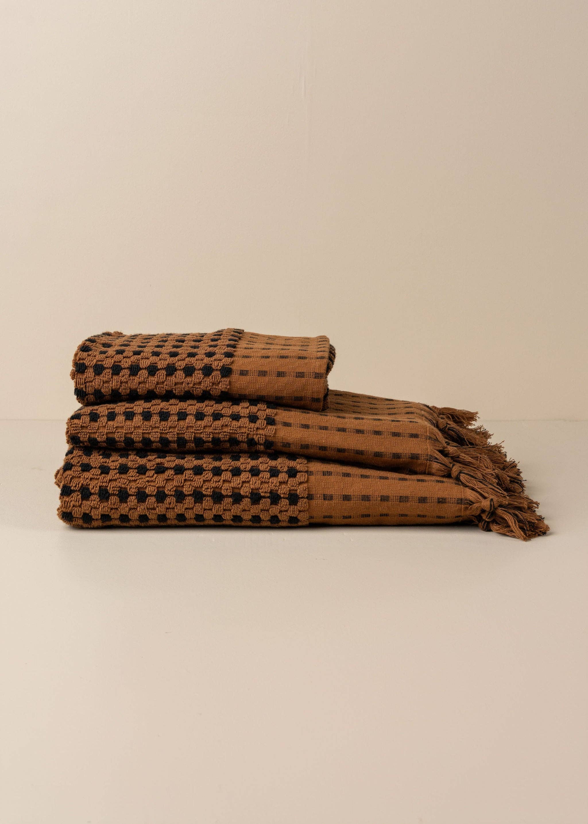 Turkish Hand Towel - Chocolate/Black
