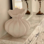 Ember Terracotta Vase, Hand-painted in Linen White or Jet Black, 8.6"D x 8.6"H