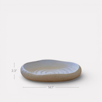 Zephyr Serving Tray, Artisan Cement Display Piece, Hand-painted in Linen White, 14.1"D x 2.3"H