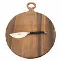 Laguiole pizza board and cutter set with the cutter on the round board