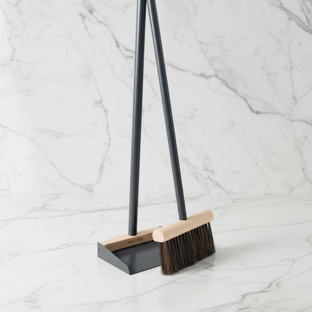 Andree Jardin "Mr & Mrs Clynk" Large Complete Dustpan & Hand Brush Black