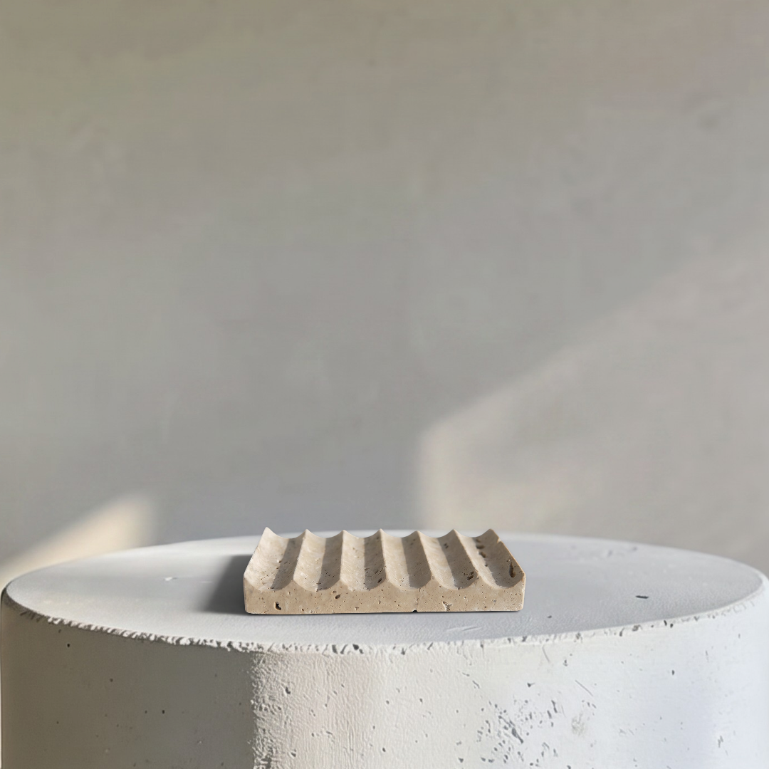 Travertine Concha Soap Tray, 4.7”L x 3.4"W