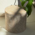 Rosalin Travertine Vessel with Lid, 3.9"D X 3.9"H