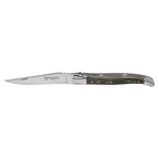 Steak knife with a grey pakkawood handle