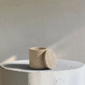 Rosalin Travertine Vessel with Lid, 3.9"D X 3.9"H