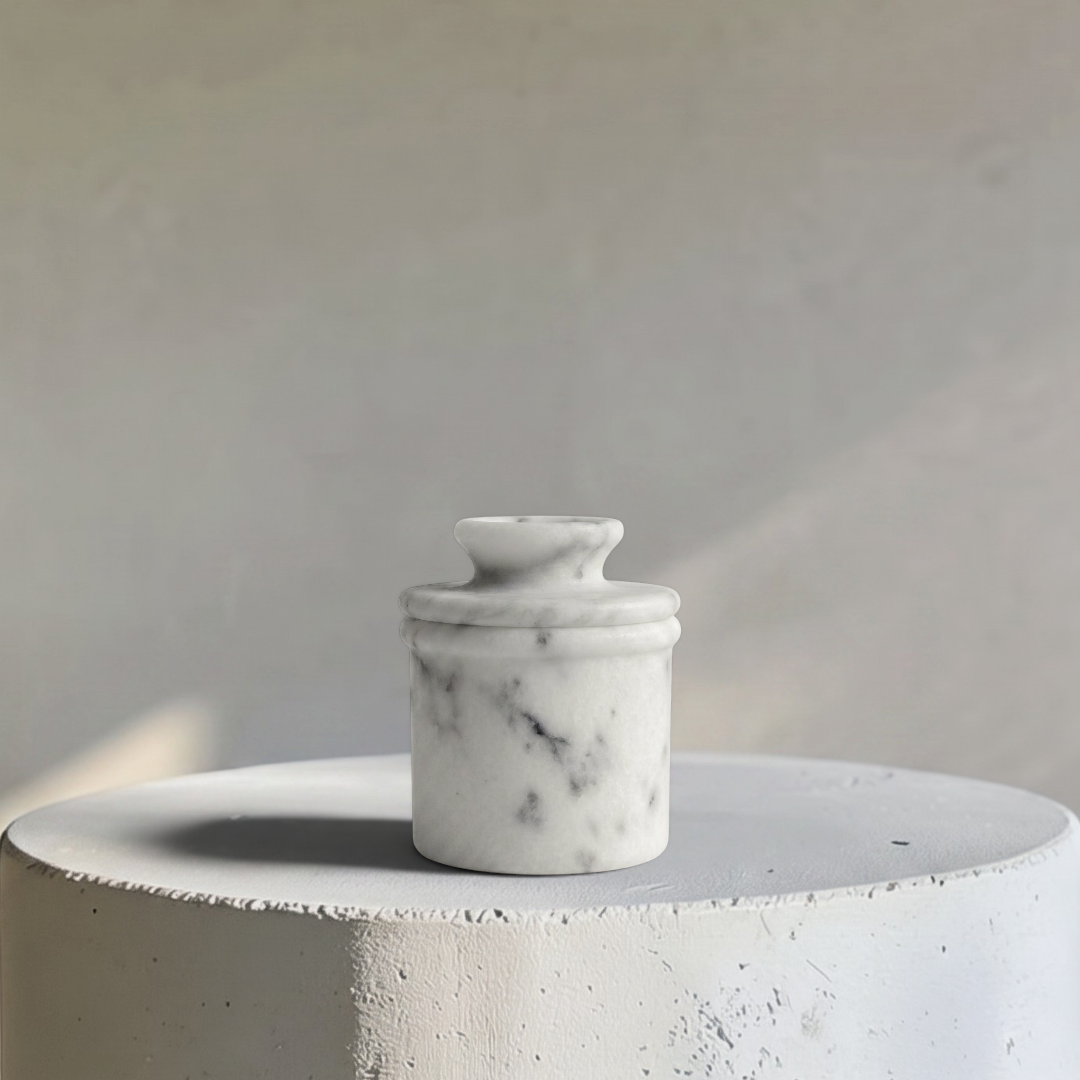 Seraphina Marble Butter Jar, 4"D x 4.5"H