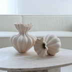 Ember Terracotta Vase, Hand-painted in Linen White or Jet Black, 8.6"D x 8.6"H
