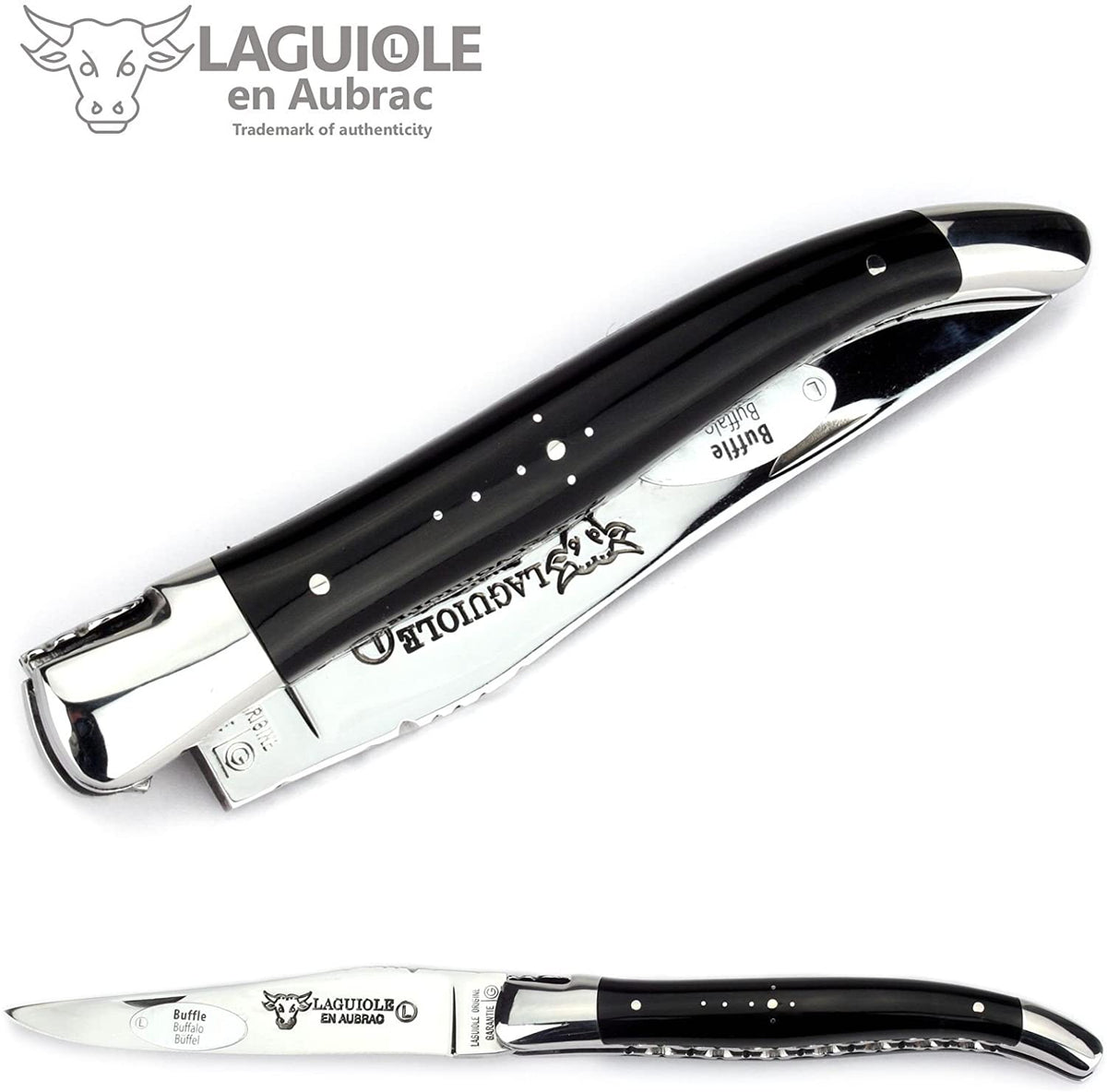 Half open knife showing the bolster and shepherd's cross