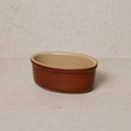 Vintage French Stoneware Oval Mauviette Dish-- (0.125 L)-- Brown