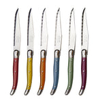 Laguiole 6 Piece Steak Knife Set, Rainbow in Wood Presentation Box