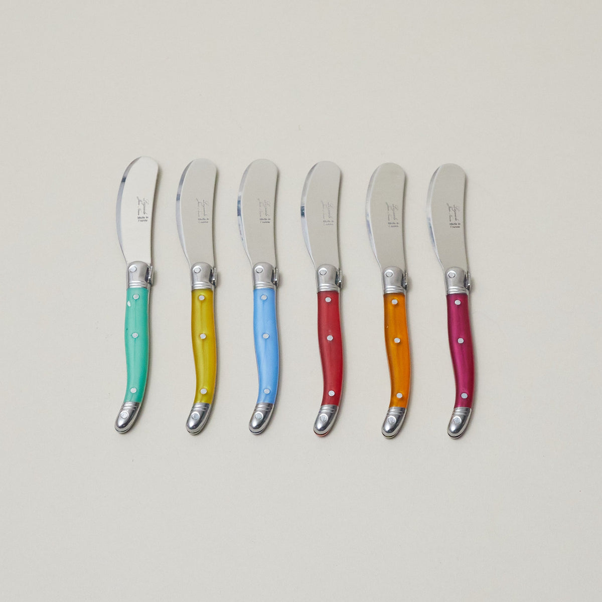 Set of 6 Laguiole Rainbow Mini Cheese Spreaders