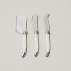 Laguiole 3 Piece Mini Cheese Utensil Set, Ivory in Kraft Paper Box