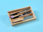 Laguiole 3 Piece Mini Cheese Utensil Set, Black in Wood Box with Acrylic Lid