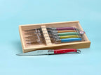 Laguiole 6 Piece Steak Knife Set, Rainbow in Wood Box with Acrylic Lid