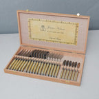 Laguiole 24 Piece Flatware Set, Platine Pale Horn in Wood Presentation Box