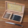 Laguiole 6 Piece Steak Knife Set, Platine Black in Wood Presentation Box