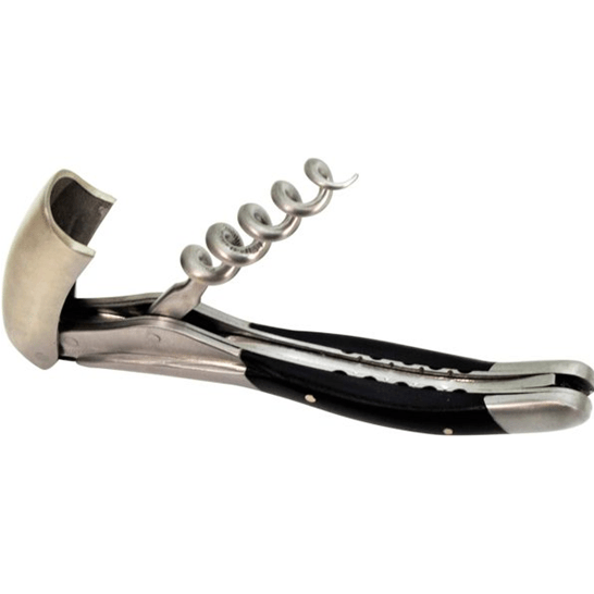 Corkscrew opened out showing the spiral, lever and black ebony handle