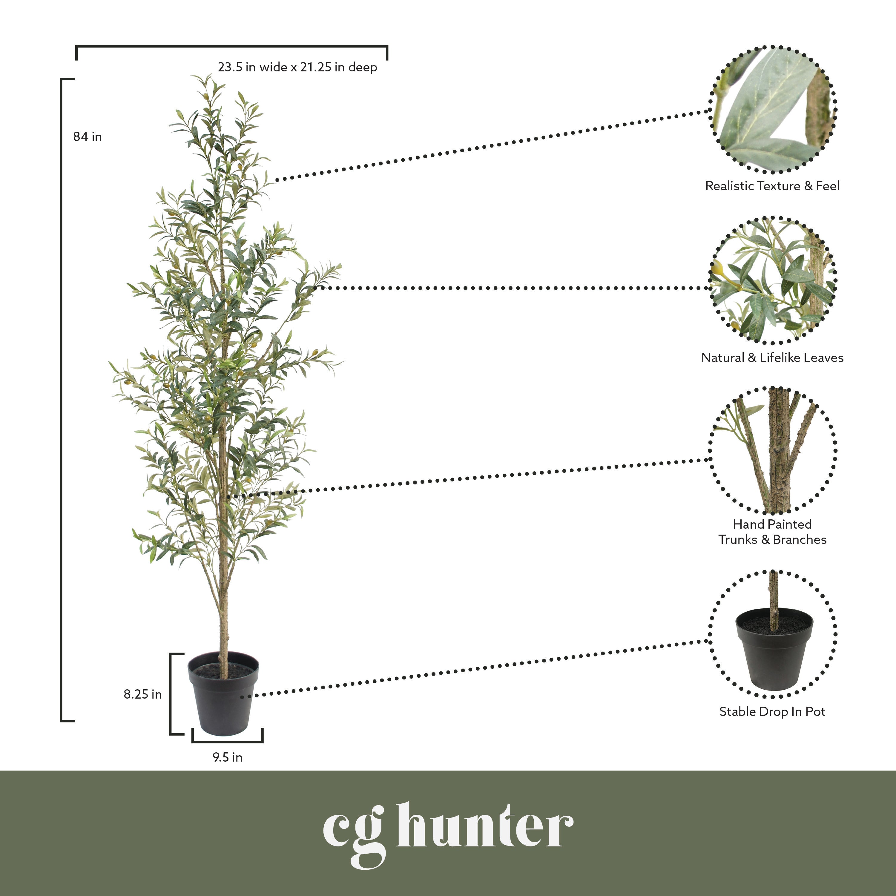 7' Artificial Slim Olive Tree