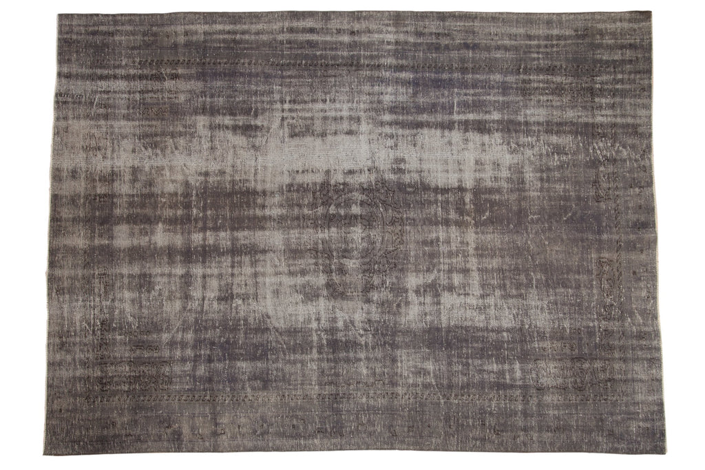 Vintage Distressed Overdyed Oushak Carpet 7.5x10.5, hand-knotted one of a kind piece