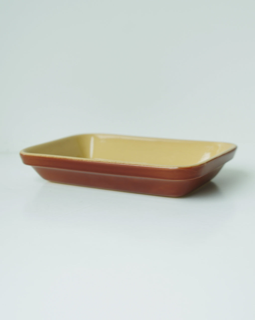 Vintage French Stoneware Rectangular Plate - Large (1.5 L) - Brown