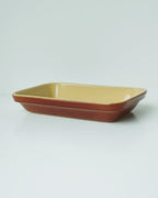 Vintage French Stoneware Rectangular Plate - Large (1.5 L) - Brown