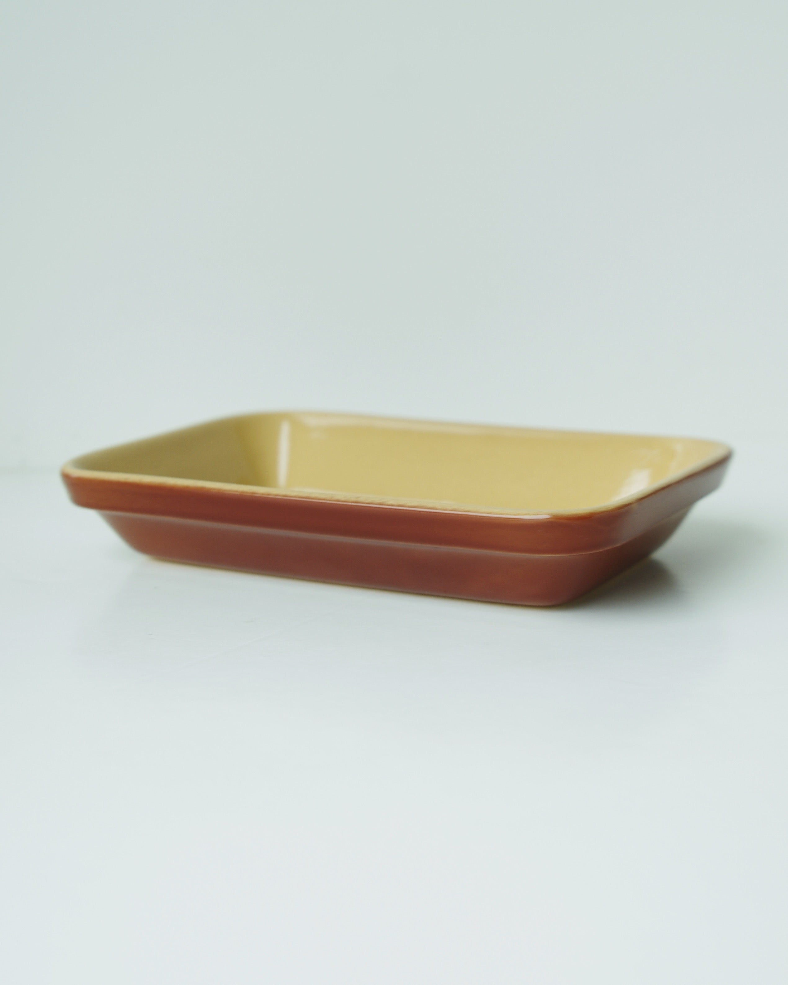 Vintage French Stoneware Rectangular Plate - Large (1.5 L) - Brown