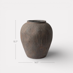 Pompeii Terranova, Fiber Clay Vessel in Antique Umber, Weathered Black or Aged Gray, 14.1"D x 15.7"H